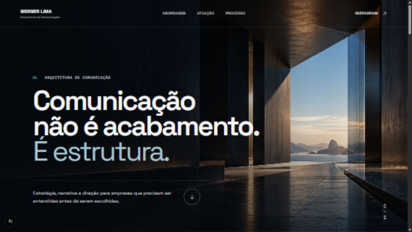 Captura da página inicial do site Werner Lima — Arquitetura de Comunicação